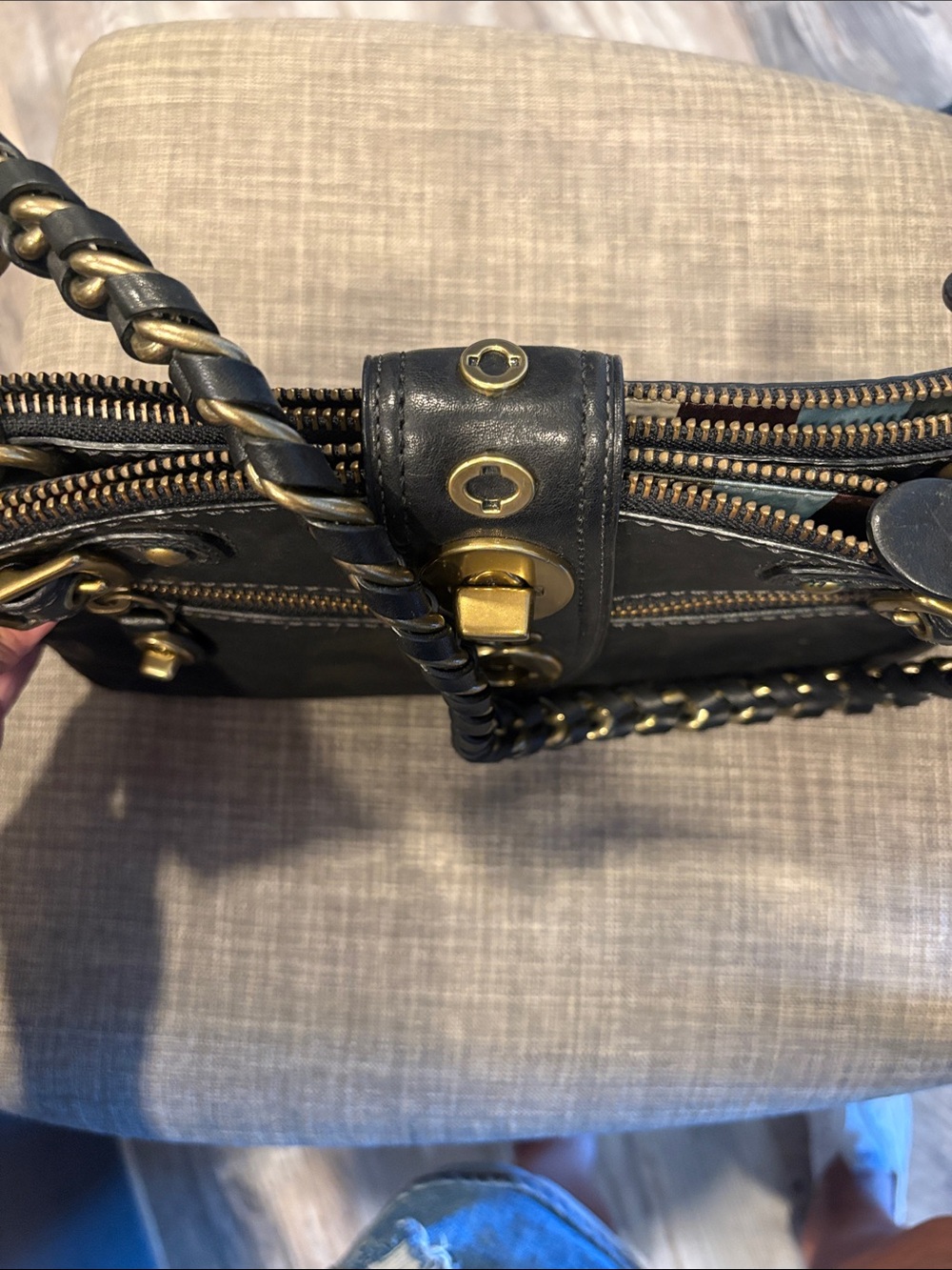 Coach Black Leather Shoulder Bag with Gold Hardware - Picture 13 of 13